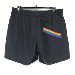 TomboyX Swim 7" Board Short Women's Plus Size 2X Black Rainbow Relaxed Pride